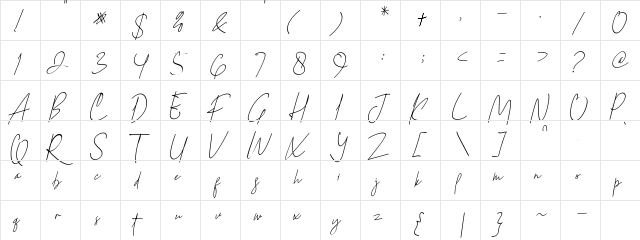 firstlove Regular font glyphpreview