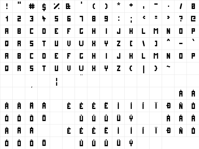 FutureMillennium Regular font glyphpreview