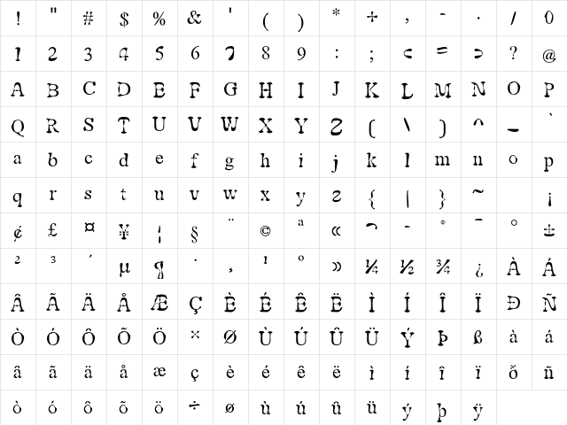 Merss ITC Std Regular font glyphpreview