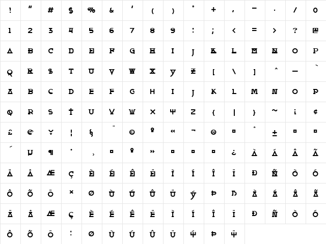 OUtil Regular font glyphpreview