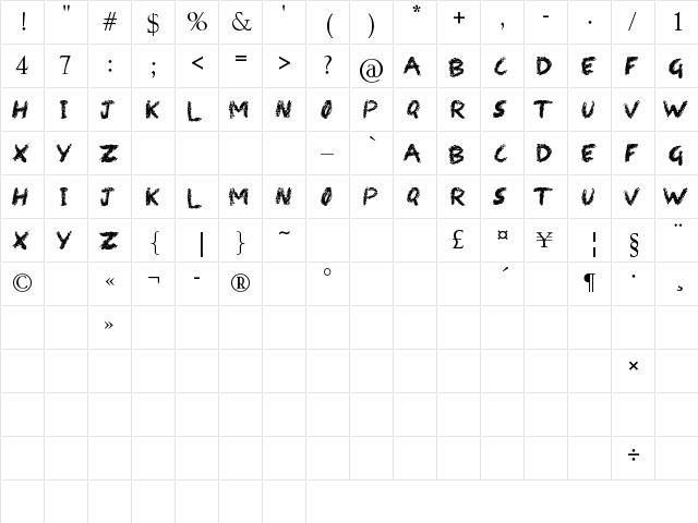 Black Crayon Regular font glyphpreview