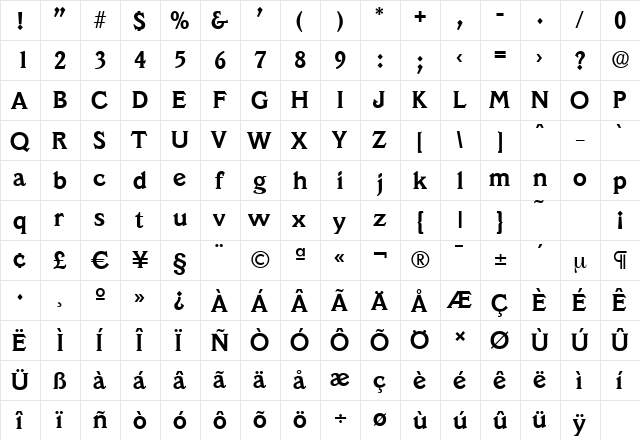 VeracruzSerial Bold font glyphpreview