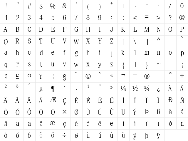 CompendiumLightSSK Regular font glyphpreview