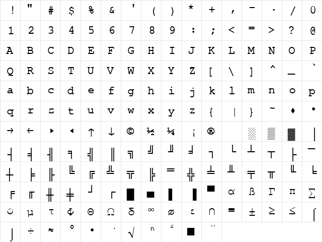 ODTable Regular font glyphpreview