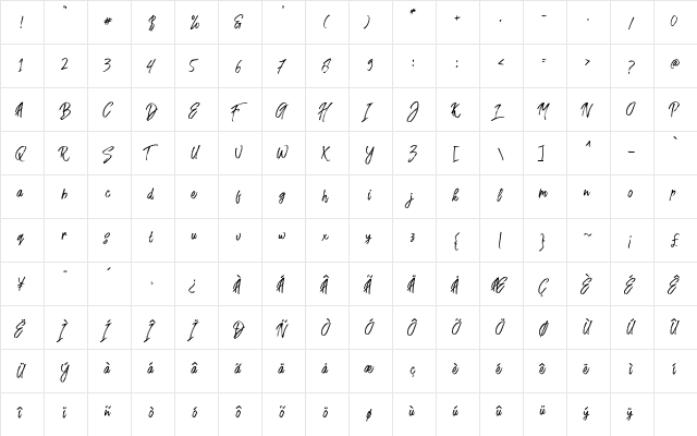 Fusterd Brush Regular font glyphpreview