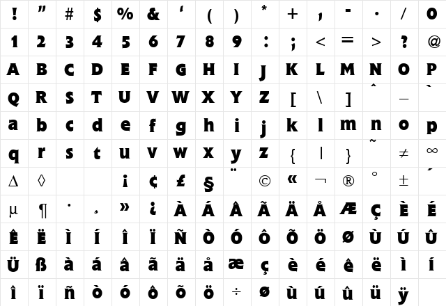 FlemingHeavy Regular font glyphpreview