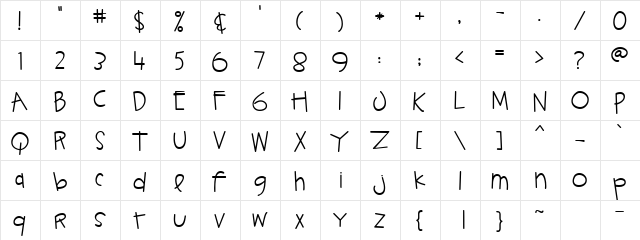 CK Hand Regular font glyphpreview