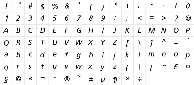 AGForeignerC Italic font glyphpreview