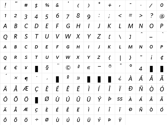 Whitney Medium font glyphpreview