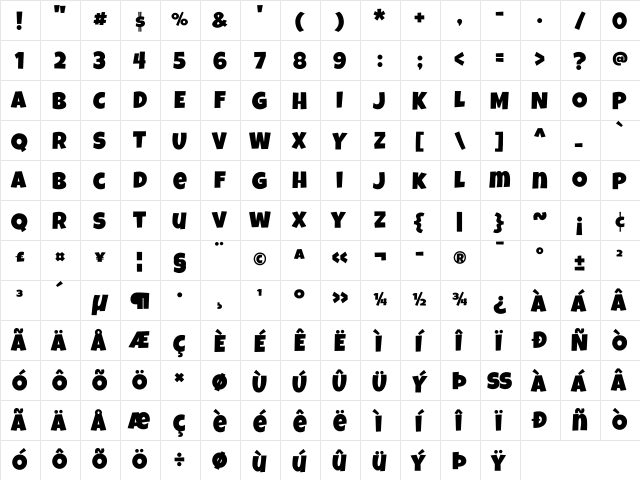 Luckiest Guy Regular font glyphpreview