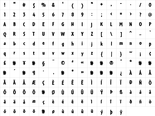 Cafeteria Regular font glyphpreview