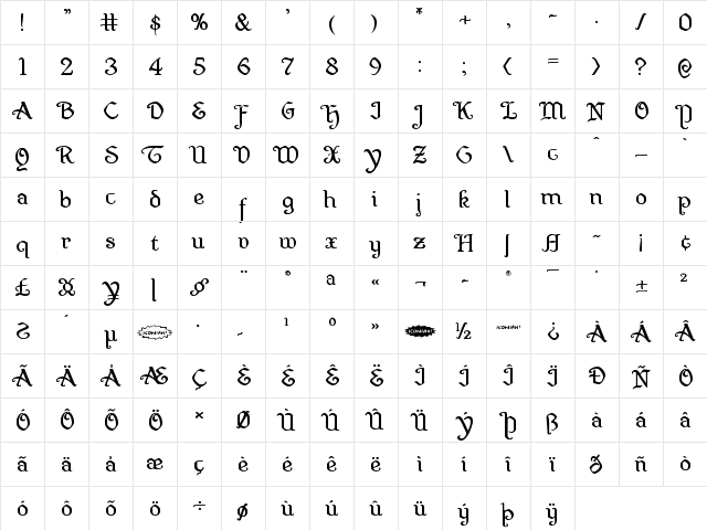Quill Sword Expanded Expanded font glyphpreview