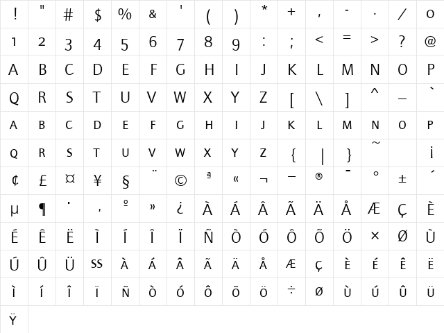 QuaySansSCITCTT Regular font glyphpreview