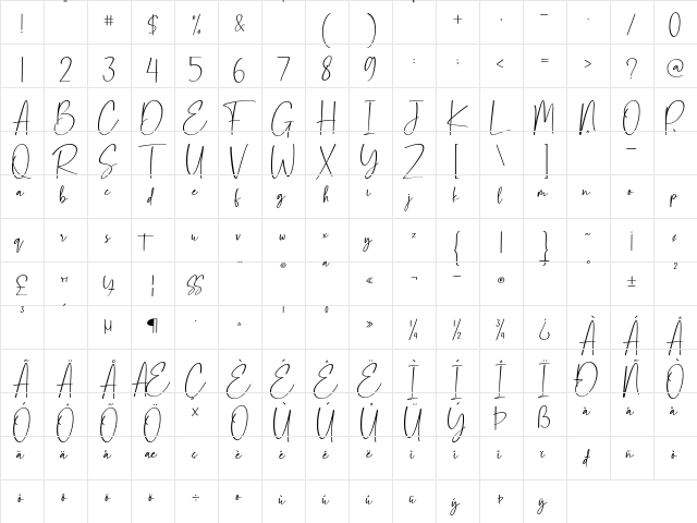 Rastyin Regular font glyphpreview