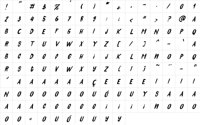 Quick Pick I Italic font glyphpreview