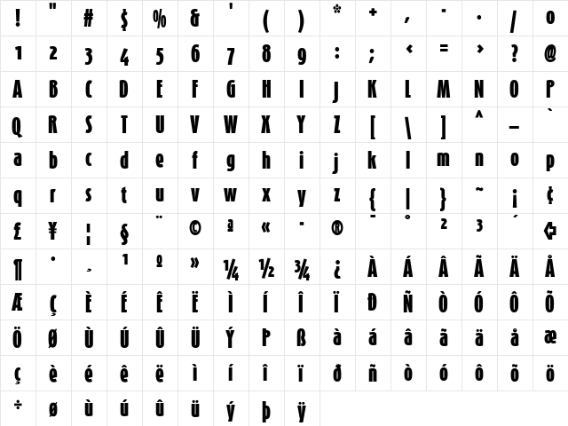 Schmalhans Black font glyphpreview