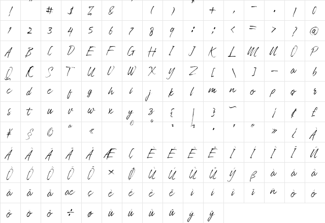 Slimpick Regular font glyphpreview