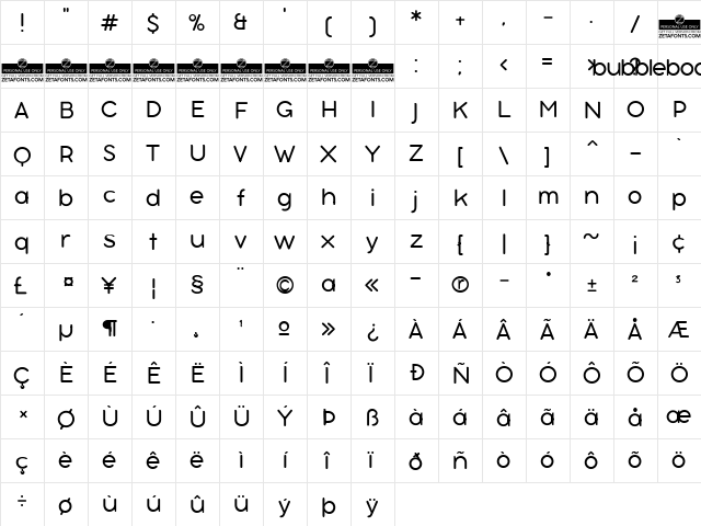 Bubbleboddy Neue Trial Light font glyphpreview