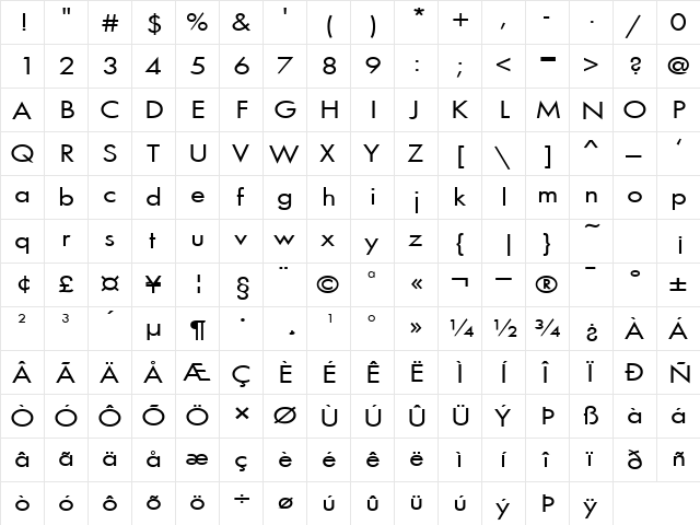 Beau-Extended Normal font glyphpreview