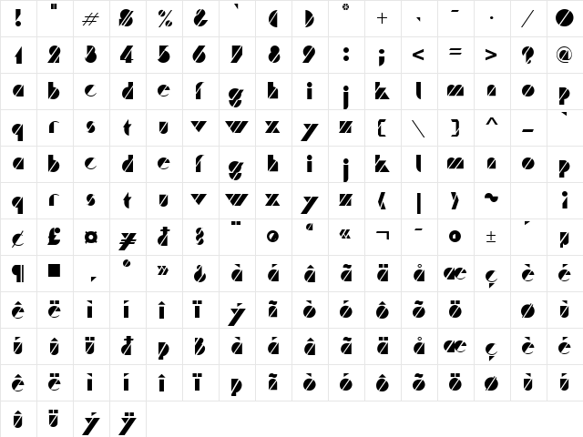 TURNER Regular font glyphpreview