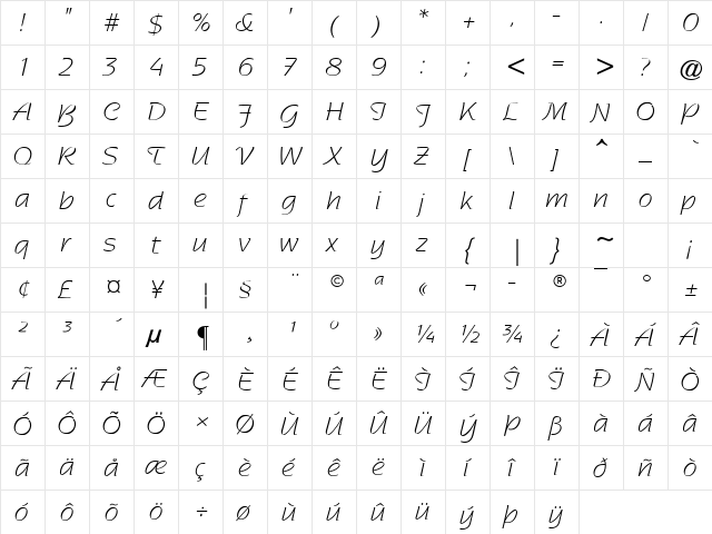 Sentimental Script Light SSi Regular font glyphpreview