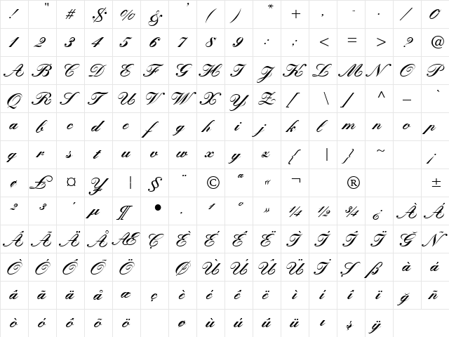 TR Kastler Bold Italic font glyphpreview