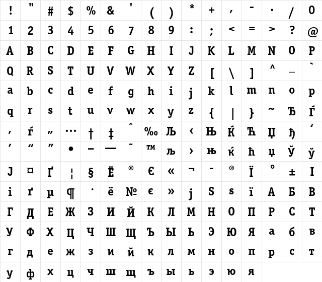 OfficinaSerifC Regular font glyphpreview