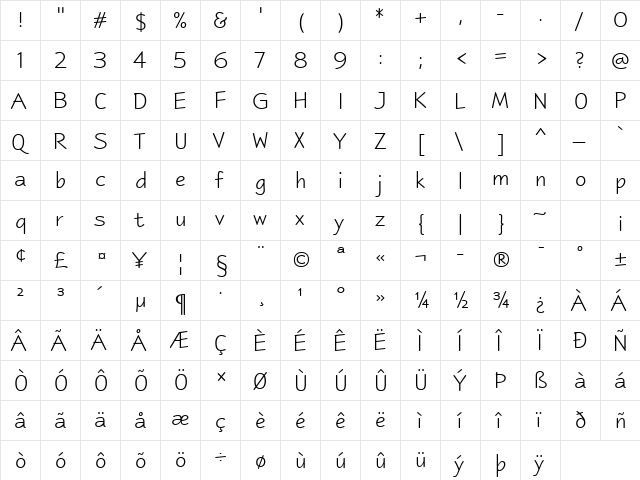 Taffy Regular font glyphpreview