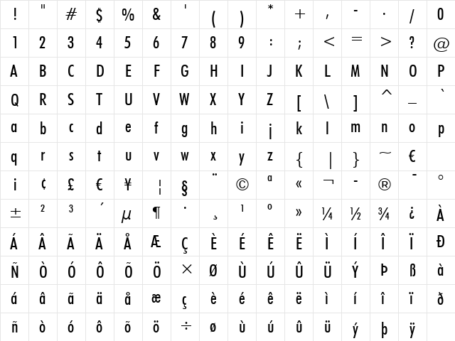 Futura MdCn BT Medium font glyphpreview