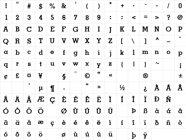 Treaties 2 Regular font glyphpreview