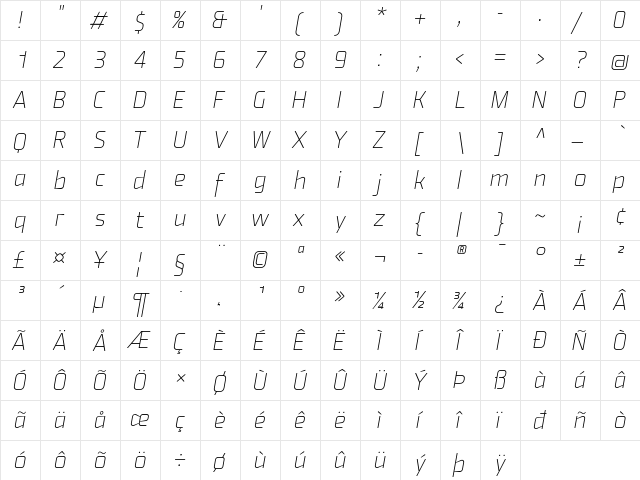 Fishmonger ET Italic font glyphpreview