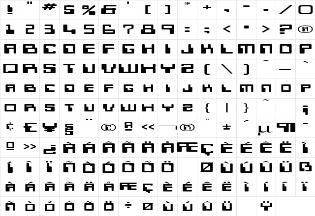 Micr Extended Regular font glyphpreview