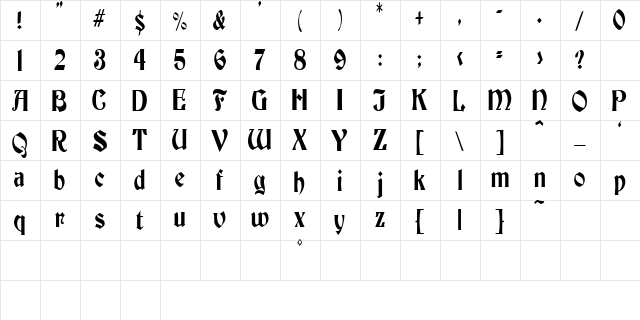 ThorntonCondensed Regular font glyphpreview