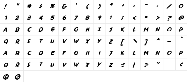 Ninjutsu BB Bold font glyphpreview