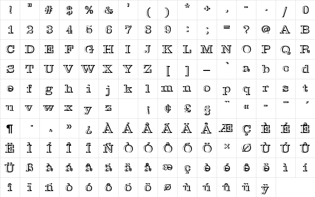 ClarendonTLigRe1 Regular font glyphpreview