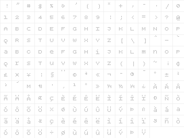 BPdotsUnicaseSquare Light font glyphpreview