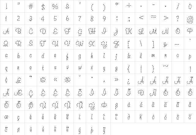 Topstitch Regular font glyphpreview