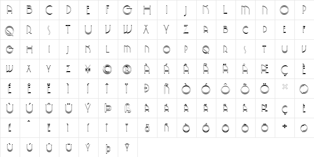 FZ JAZZY 5 HOLLOW Normal font glyphpreview