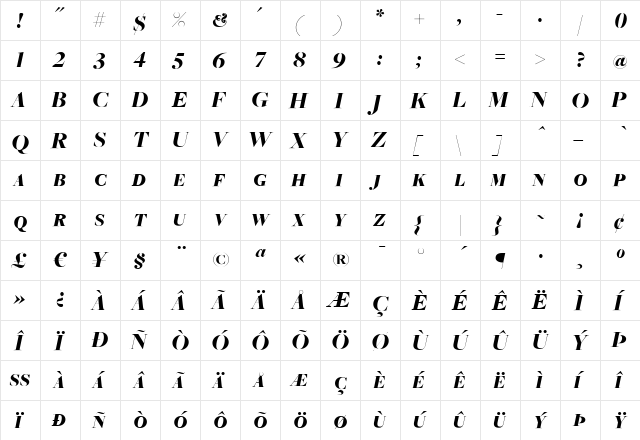 FreightBigBlackItalicSC Regular font glyphpreview