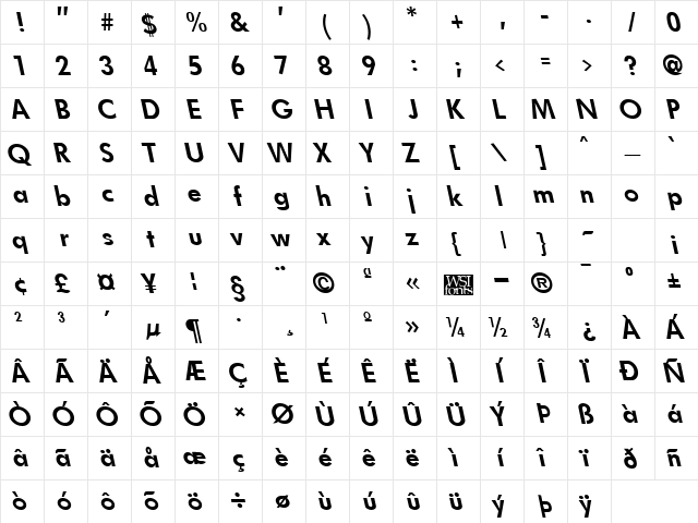 FuturistLefty Bold font glyphpreview