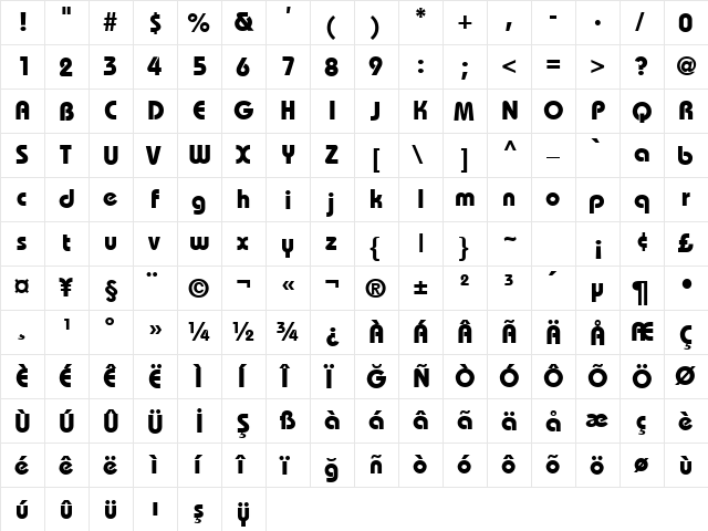 TR Bahamas Bold font glyphpreview