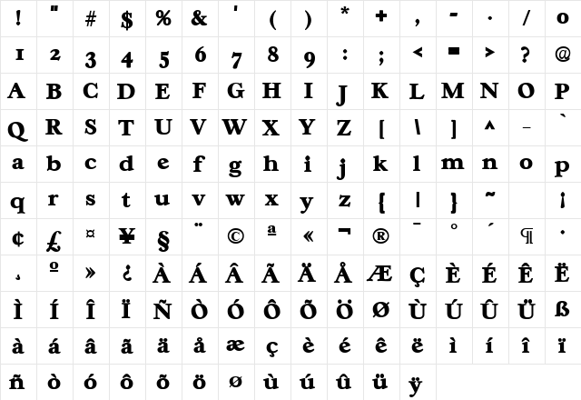Casablanca Heavy SF Bold font glyphpreview