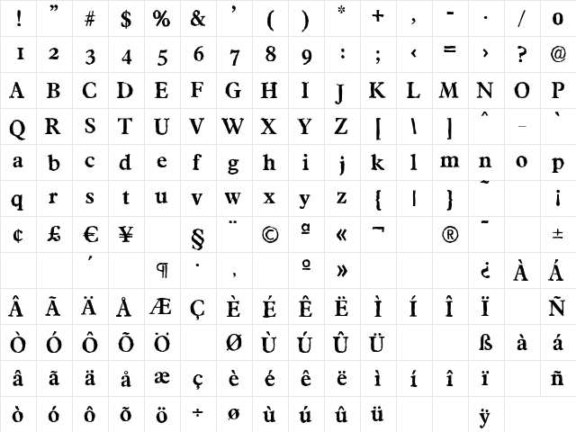 FranciscoAntique Bold font glyphpreview