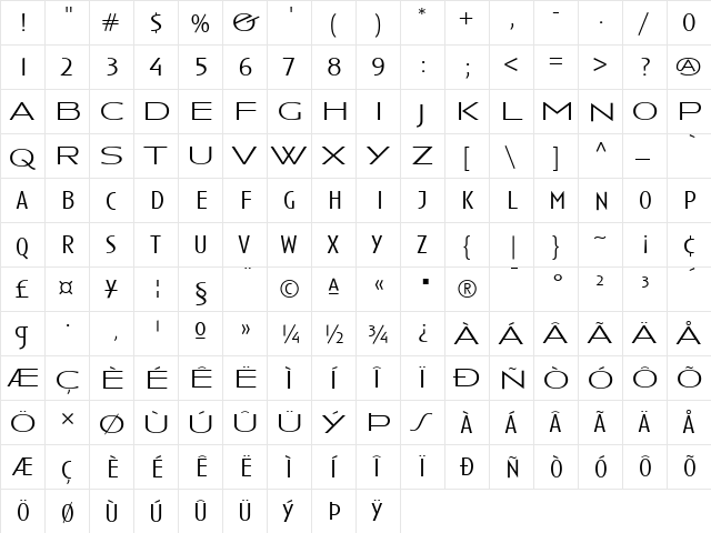 Anisette Light Regular font glyphpreview