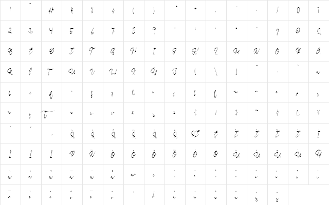 Endossement Regular font glyphpreview