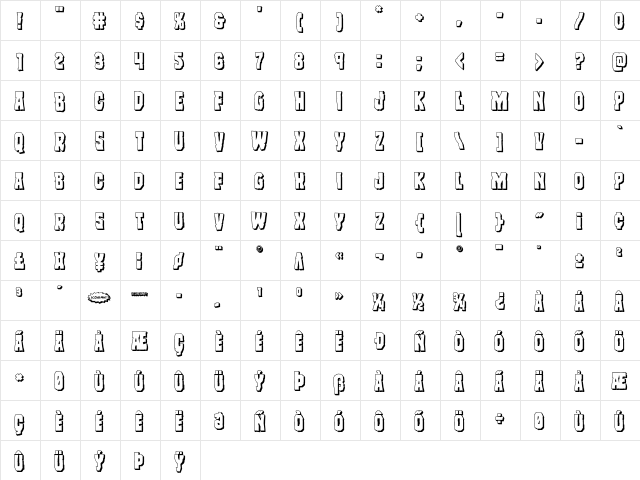 Freakfinder 3D Regular font glyphpreview