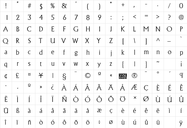 AlbertaExtralight Regular font glyphpreview