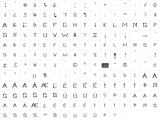DinnerTime Regular font glyphpreview