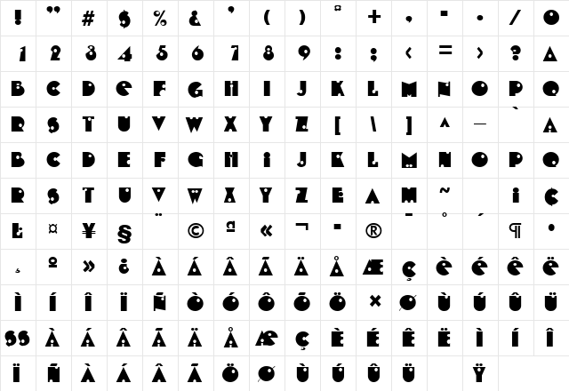 Shotgun DB Regular font glyphpreview