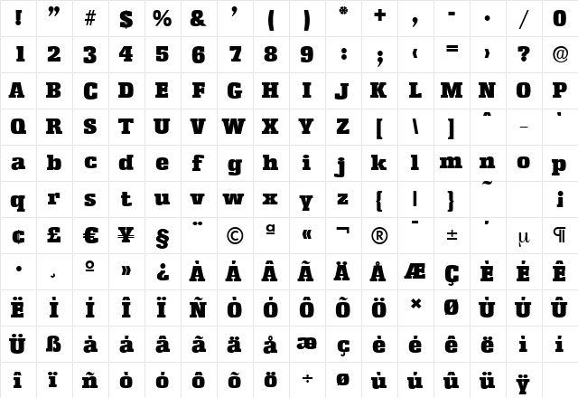 EnschedeSerial-Black Regular font glyphpreview